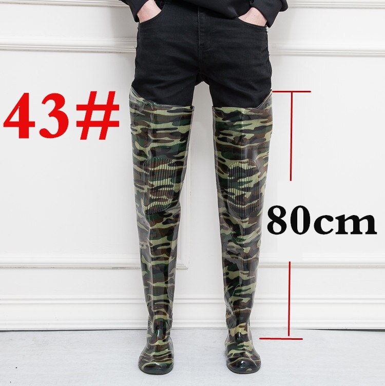 Saut en hauteur 80cm Camouflage bottes de pêche 0.55mm PVC intégré sans couture combinaison bottes de pêche respirant bottes de pêche: 43