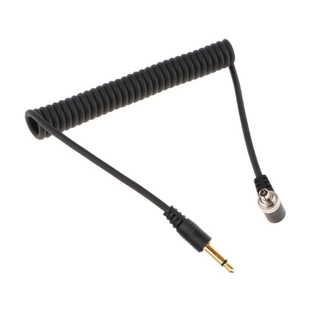 Fjeder pc sync kabel 3.5mm til han blitz stik 30-100cm til fotografering studie lys kamera flash trigger tilbehør
