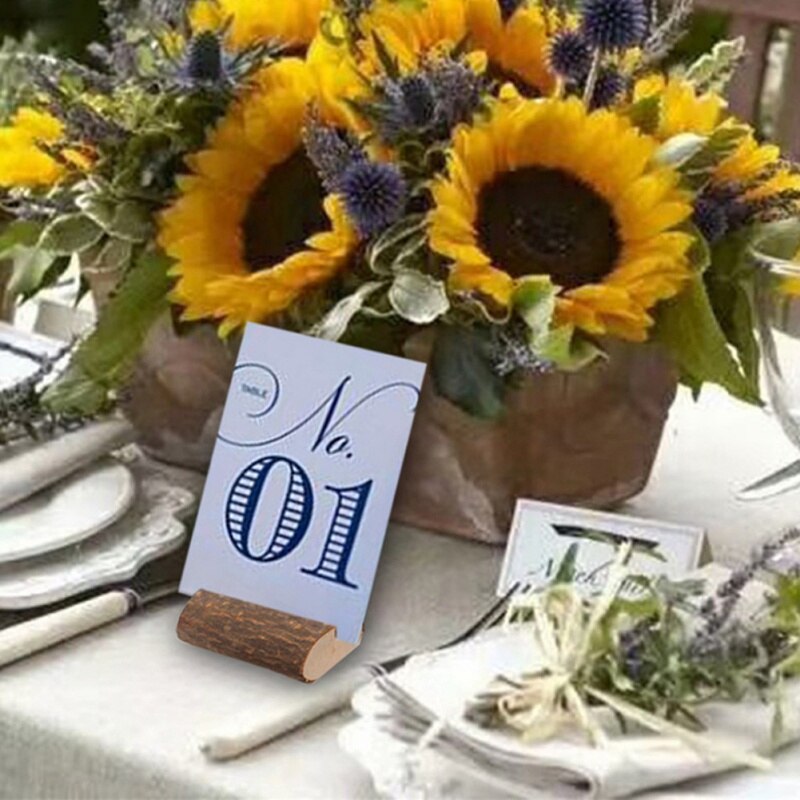10 stk landlig stil naturlig træstub invitationskortholder fotoklip bryllupsdekoration