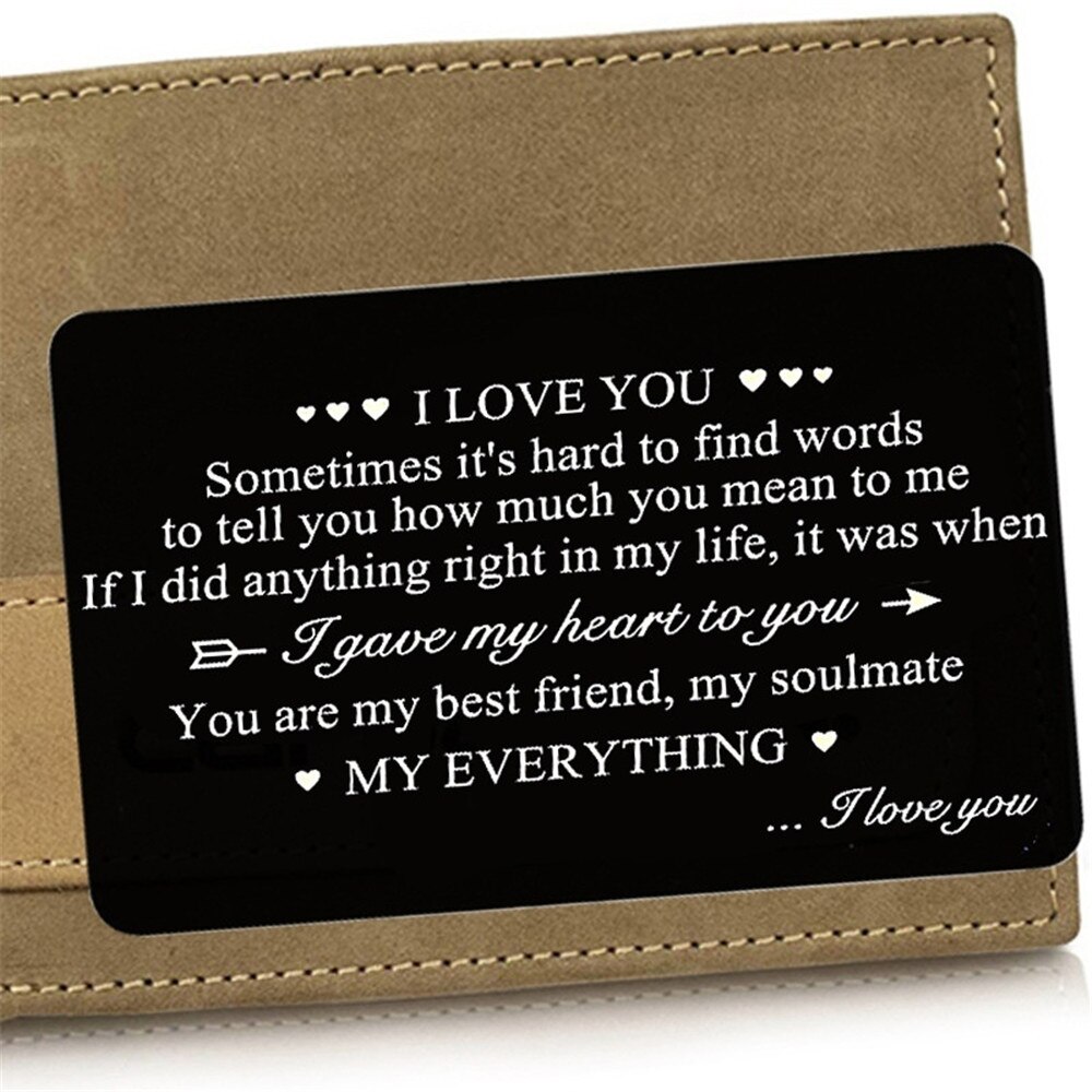 Gegraveerde "I Love U" Wallet Card Portemonnee Insertt Om Liefde, man/Vriend/Paar Anniversary Wenskaart Voor Vriendje
