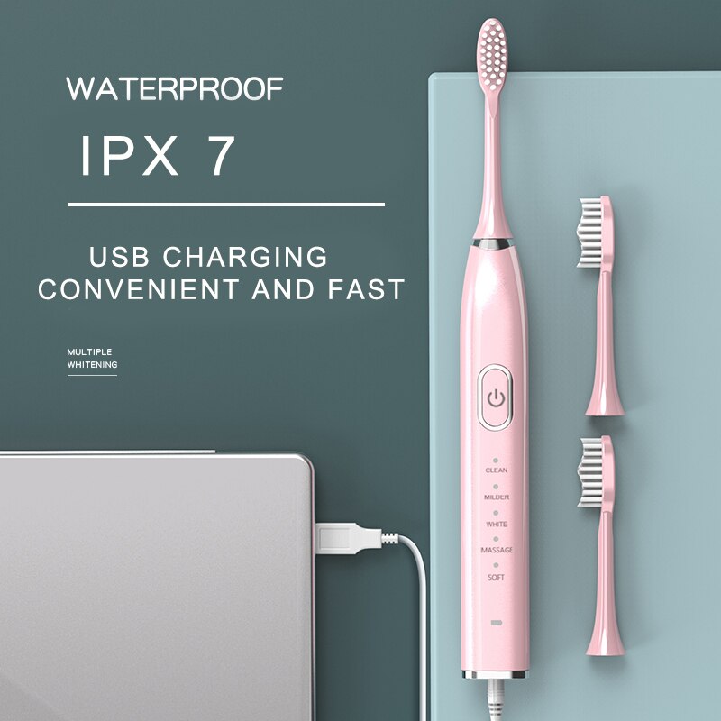 Ultrasonic Sonic Electric Toothbrush Powerful Tooth Brush USB Rechargeable Adult Electronic Washable Whitening Teeth Brush