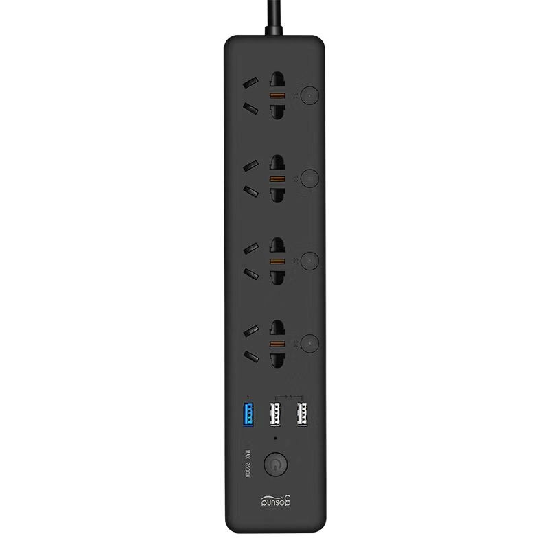Gosund-regleta inteligente CP5 para Xiaomi Mijia, control de voz por WIFI, interruptor de sincronización con 4 salidas y cargador USB 3, 18W, 1,8 M, rápido: Black AU