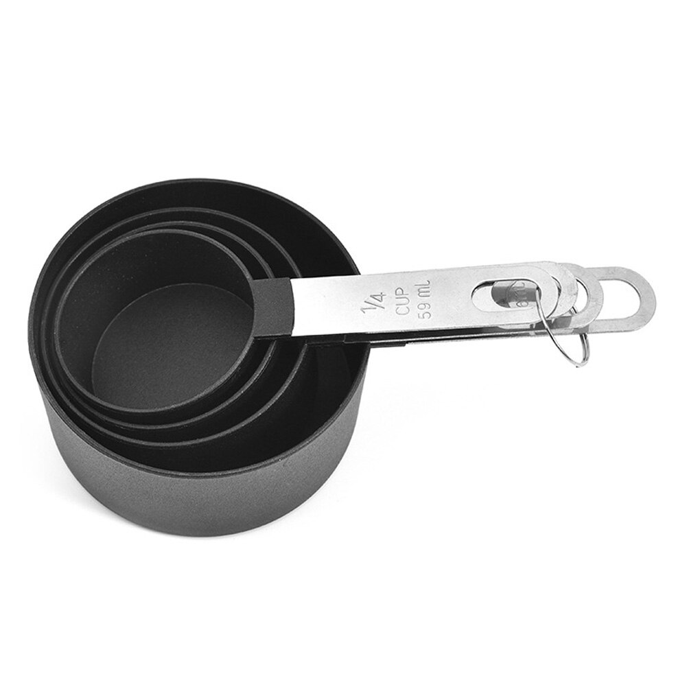 4 Uds cucharas medidoras cuchara de bolas de helado de acero inoxidable taza medidora cocina escamas vaso cocina Teaspoons cocina herramientas de medición de azúcar Set-30: Black-1