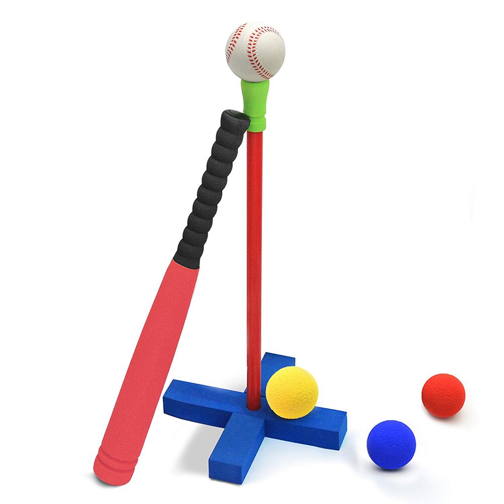 Barn mjuk bat barn skum t-ball baseball set leksak 8 olika färgade bollar inkluderar organisera väska för pojkar över 1 år  #40: Röd