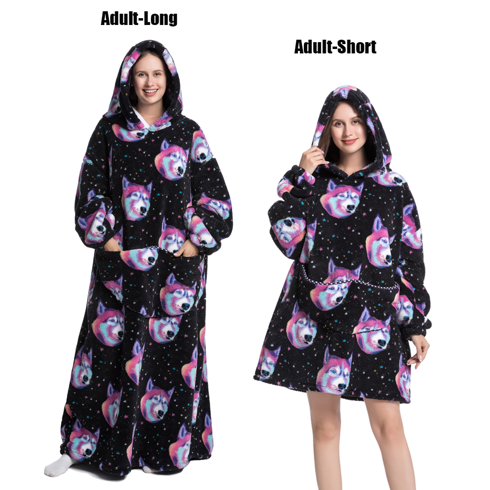 Mantas con mangas para mujer, sudaderas con capucha de gran tamaño muy cálidas para adultos, pijama de franela de felpa para invierno, manta usable para hombres y mujeres