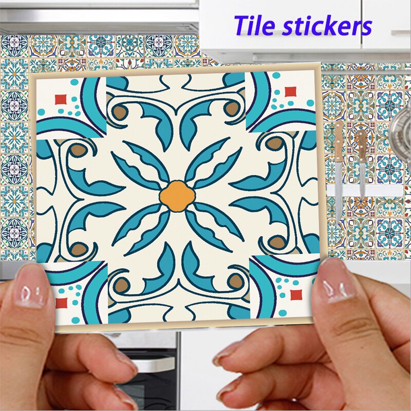Retro Tile Wall Stickers Kitchen Bathroom Decoration 3D Wallpaper Waterproof Vinyl Self-Adhesive Tile Decals Home Decoration