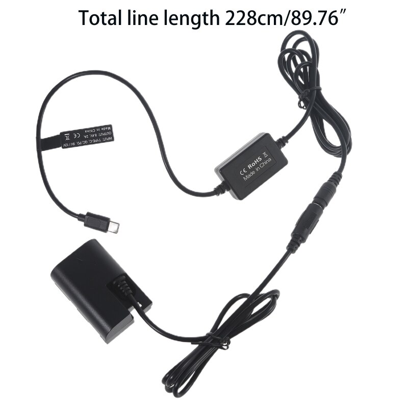 Camera Power Type-C to DR E6 Dummy Battery Compatible with EOS R5 R6 R 5D Mark II III IV 5DS R 6D 7D II 60D 60Da 70D 80D 1XCE