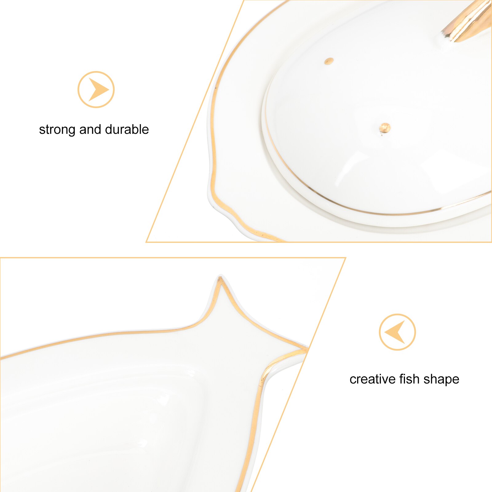 1 Set of Fish Tray Fish Tray with Lid Kitchen Supply Ceramics Seafood Dish for Kitchen Hotel Home