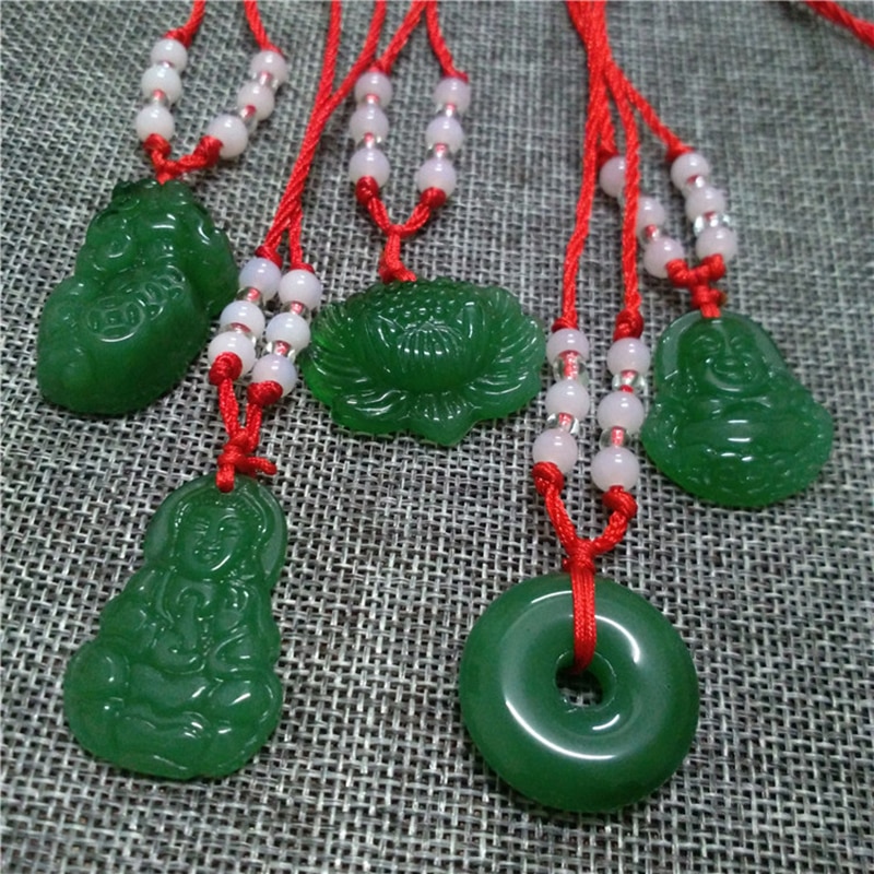 Vrouwen Lucky Charm Ketting Classic Wit Groen Ketting Boeddha Ronde Hanger Koppel Verstelbare Rood Touw Ketting Sieraden