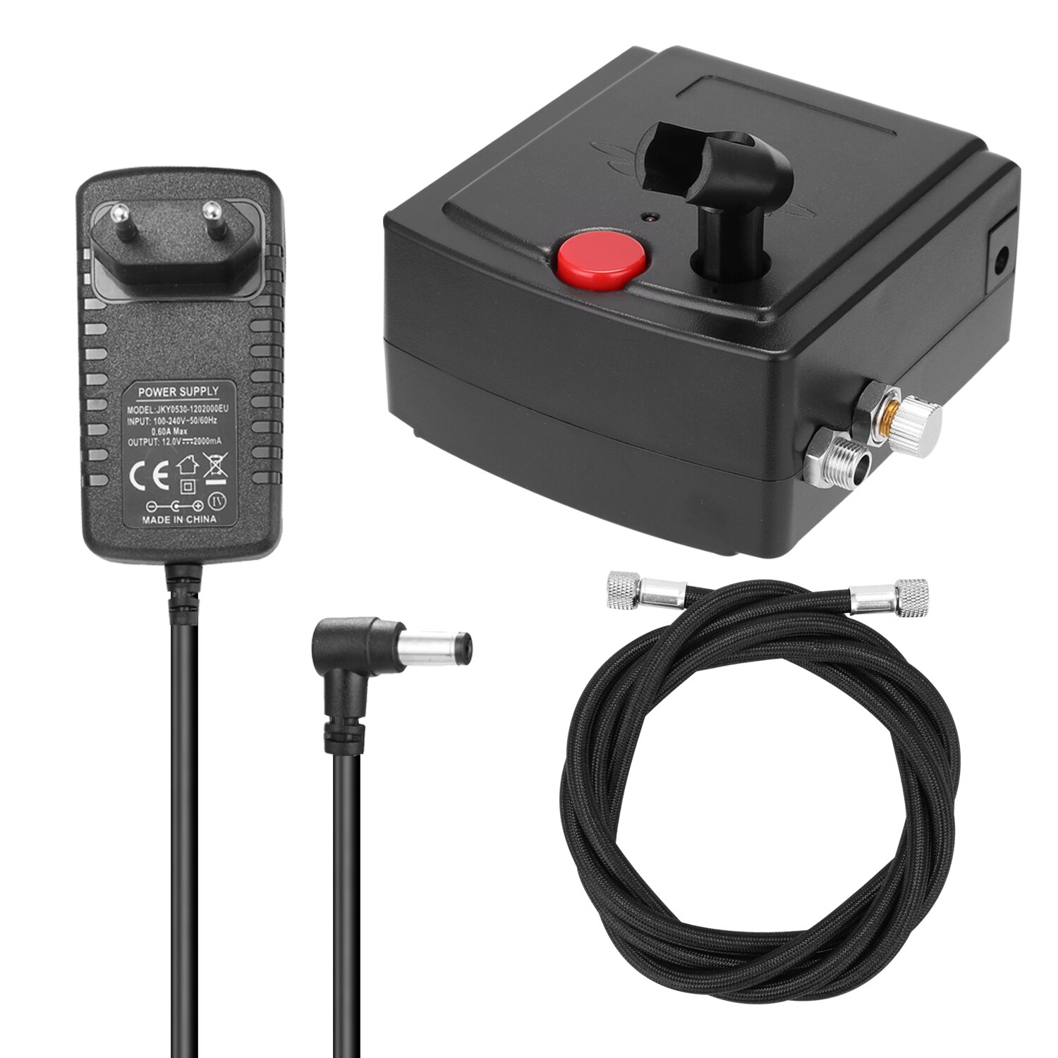 KKMOON Portable Spray Pump Air Compressor 25psi Output Barometric Airbrush Air Compressor Kit: black / US plug