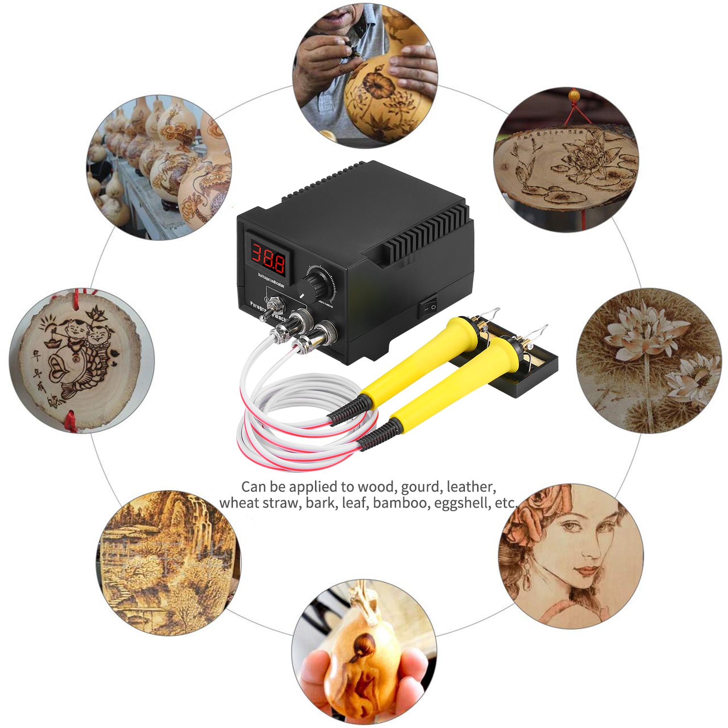 60W 220V Woodburner Wood Burning Tool Kit Adjustable 0℃-800℃ Woodburning Pyrography Pen Machine Electric Soldering Iron
