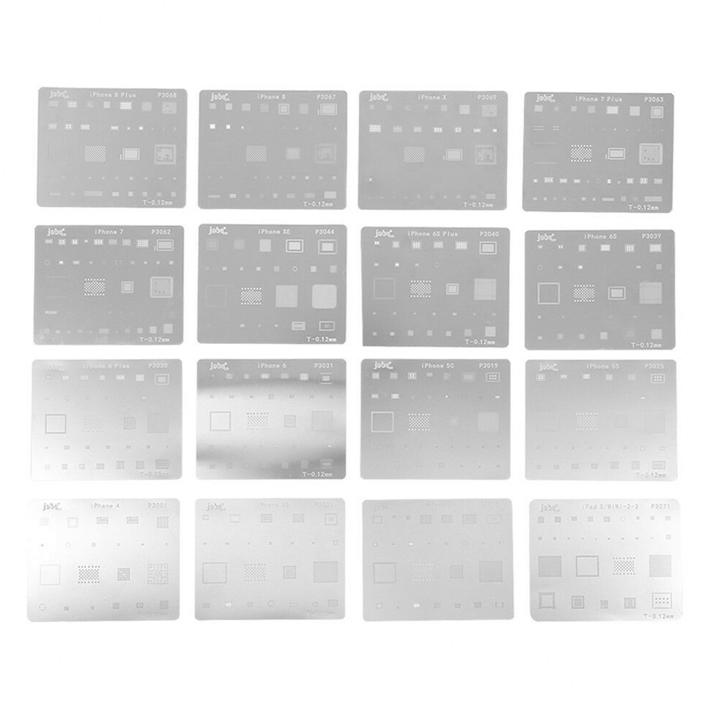 16 stuks vervangende onderdelen platform duurzame reballing stencil kits soldeer sjabloon universele reparatietool voor iphone