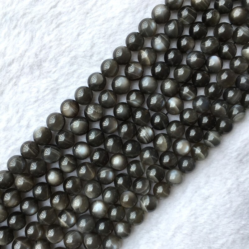 Hig Qualità Genuino Nero Naturale pietra di Luna luce del flash Allentati Rotondi Della Pietra Preziosa Branelli della Sfera 6 millimetri 8 millimetri 10mm 12mm 15 "05599