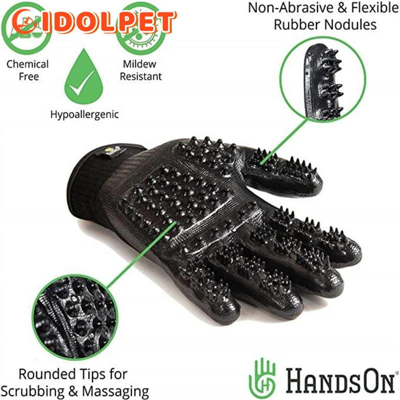 Guantes de aseo para mascotas, guantes para quitar el pelo de baño, guantes de ducha para mascotas, cepillo para quitar el pelo de perros y gatos, cepillo removedor de goma