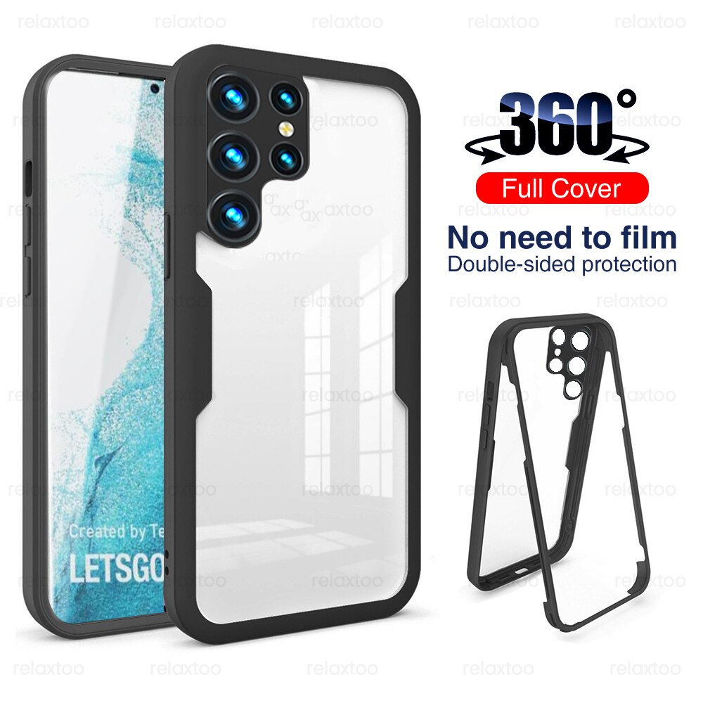 360 ° doppel-Seite Anti-Herbst Schützen Shell Cover Für Samsung Galaxy S22 S 22 Ultra Plus Fall TPU Stoßfest Stoßstange Coque S22Ultra