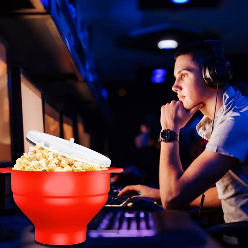 Microwave Silicone Popcorn Collapsible Air Microwavable Popcorn Bowl BPA Free Dishwasher Safe for Home YE