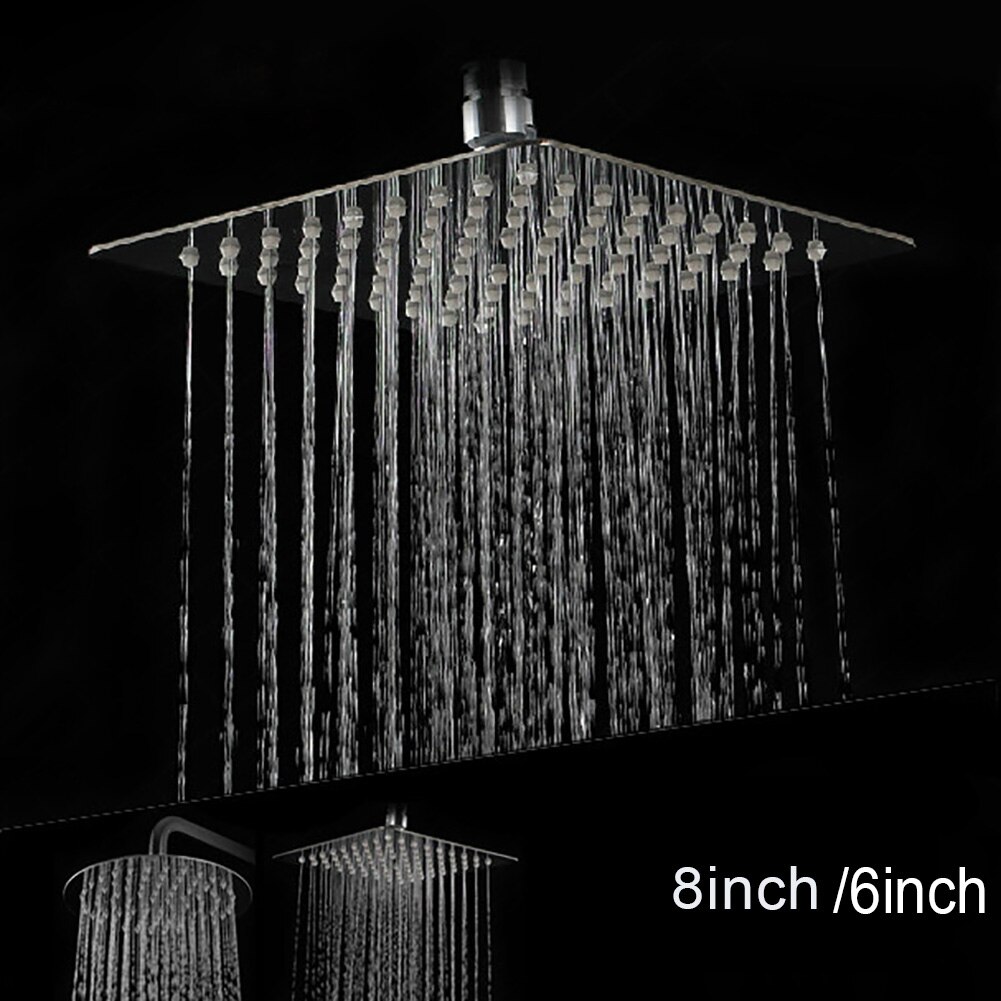 Ultra thin 1/2" Thread 8" Square Stainless Steel Chrome Rain Shower Head Bathroom Shower Accessory