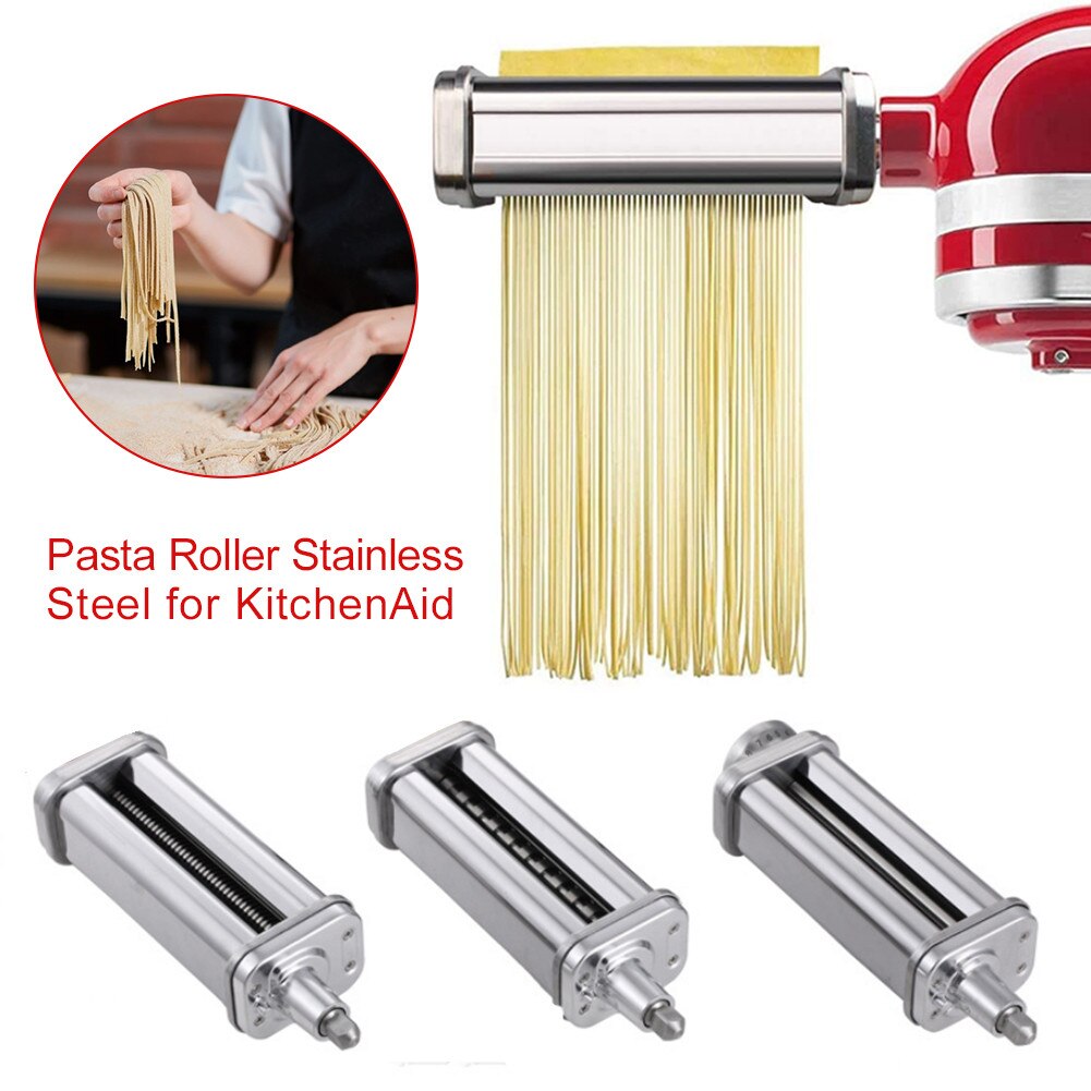 1set Stainless Steel Pasta Maker Attachments Set For KitchenAid Stand Mixer Fettuccine Spaghetti Noodle Cutter Dough Making Tool