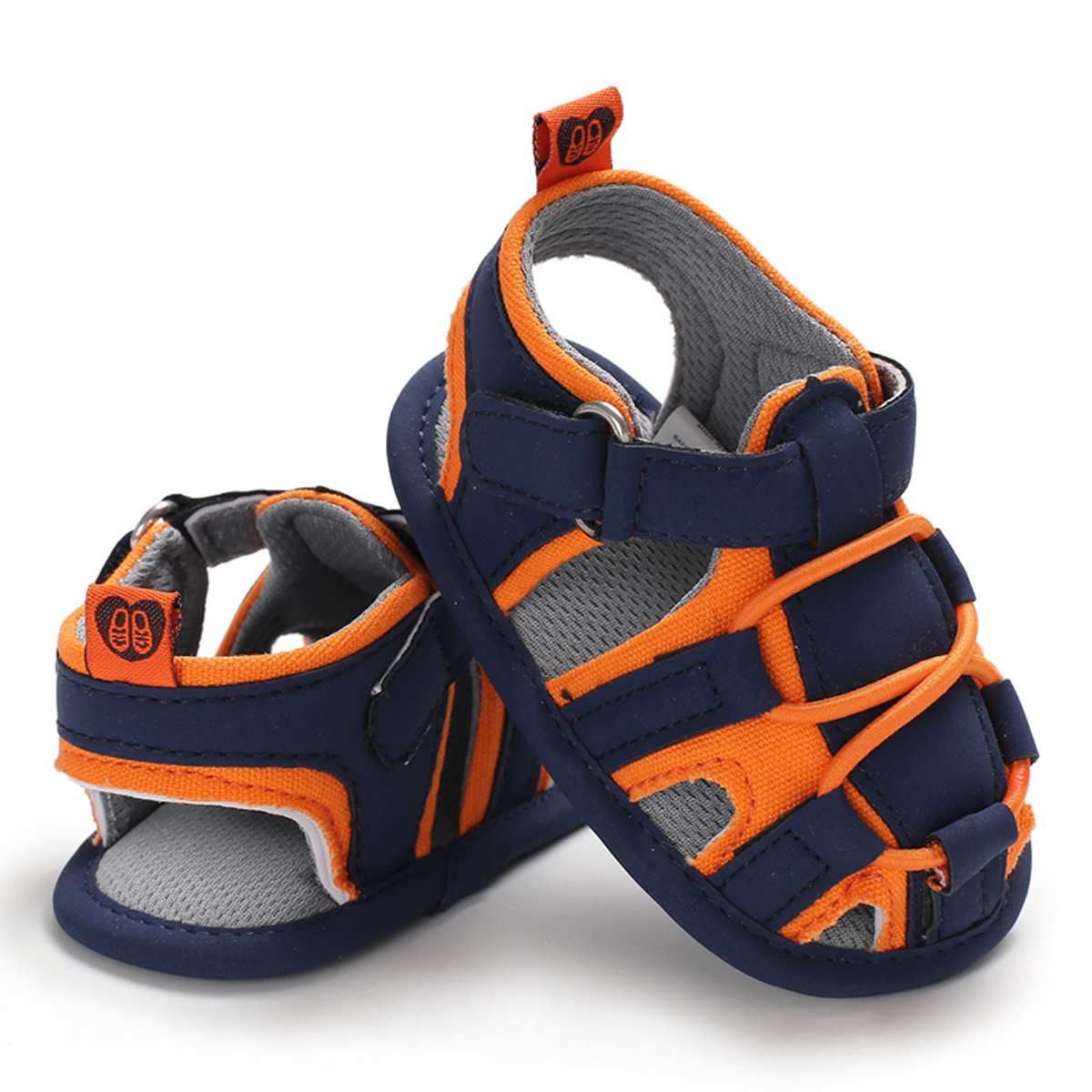 Mærke sommer toddler nyfødt baby dreng sandaler bløde vandresko patchwork hule prewalker sandaler 0-18m us: Orange / 7-12 måneder