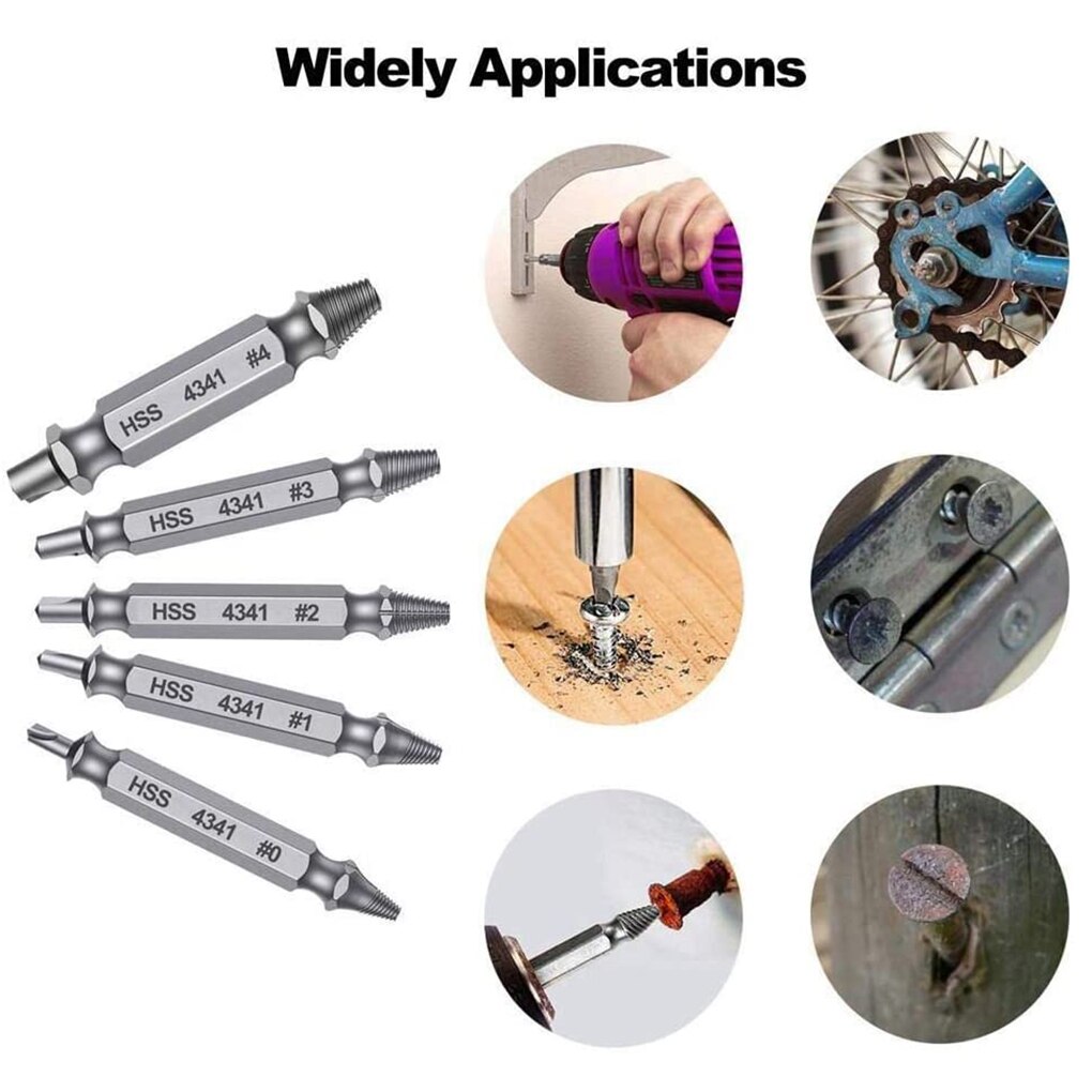 5pcs Damaged Screwdriver Broken Head Bolt Extractor Puller Woodworking Drill Bit Guide Kit Puller Screw Removal Tool Accessories