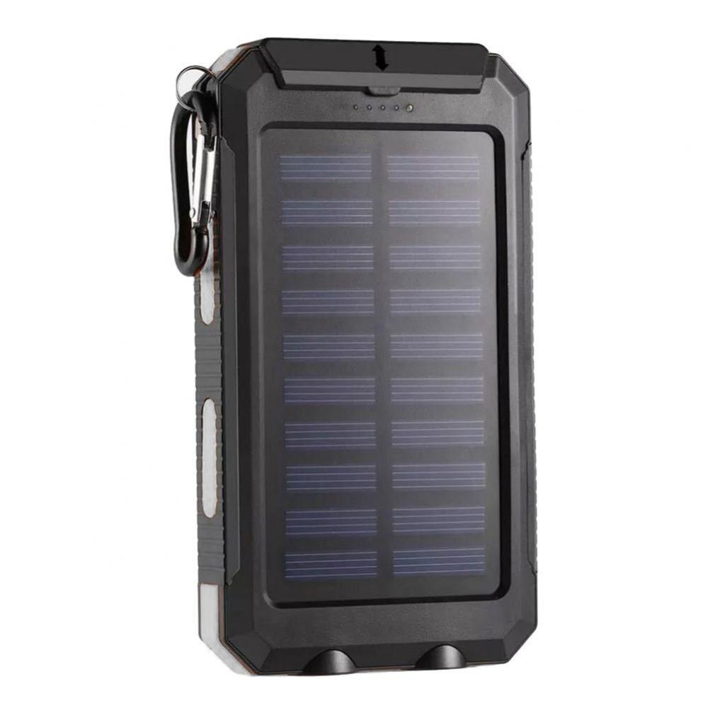 1.5W 5V 2.1A 1A Waterproof LED Light Dual USB DIY Solar Power Bank Case Kits Battery Charger External Box Flashlight Plastic: White