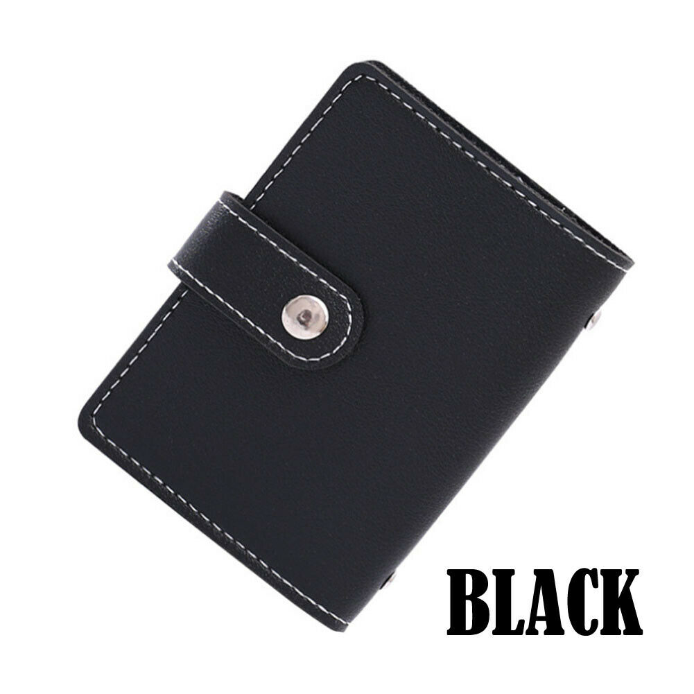 2022 Anti-Diefstal Id Credit Kaarthouder Mode Vrouwen 26 Kaarten Slim Pu Leather Pocket Case Portemonnee portemonnee Voor Vrouwen Mannen Vrouwelijke: Black