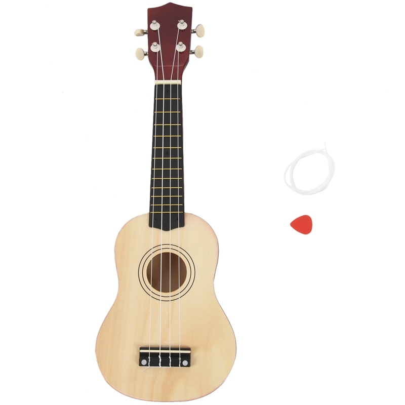 Ukelele Soprano de 21 pulgadas, 4 cuerdas, guitarra hawaiana, Uke + cuerda + púa para de chico principiantes: Natural