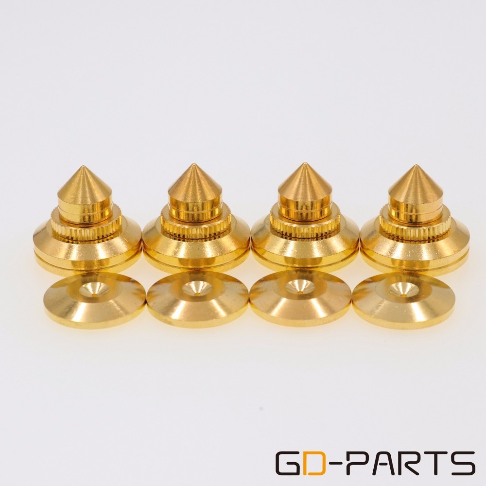 28x25mm Brass Speaker AMP Isolation Spikes Vibration Cone Hifi Turntable AMP CD DAC Recorder Stand Feet Pads Floor Base Set of 4