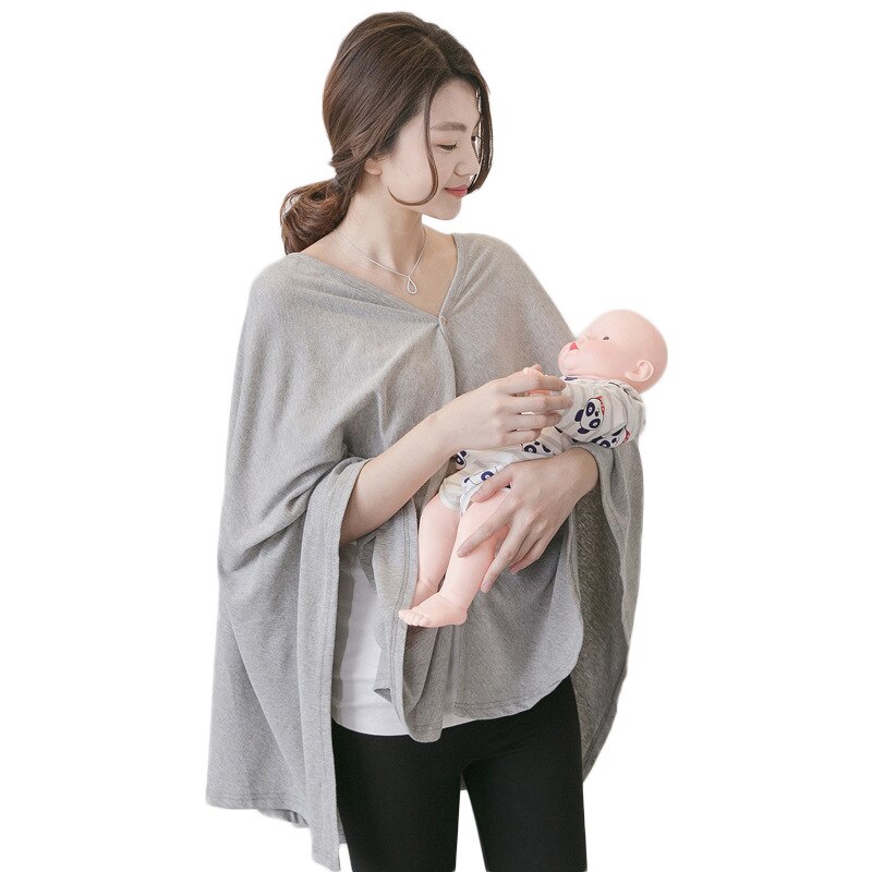 Multifunctional Nursing Cover Cotton Shawl Scarf Tops Feeding Cover Women Mother Breastfeeding Top For Nursing Mothers Pink Grey: Grey