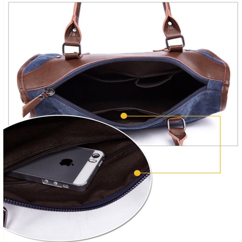 Multifunctionele Mannen Handtas Vrouw Casual Canvas + Pu Schoudertas Grote Capaciteit Canvas Mannen Splice Bagage Reistassen
