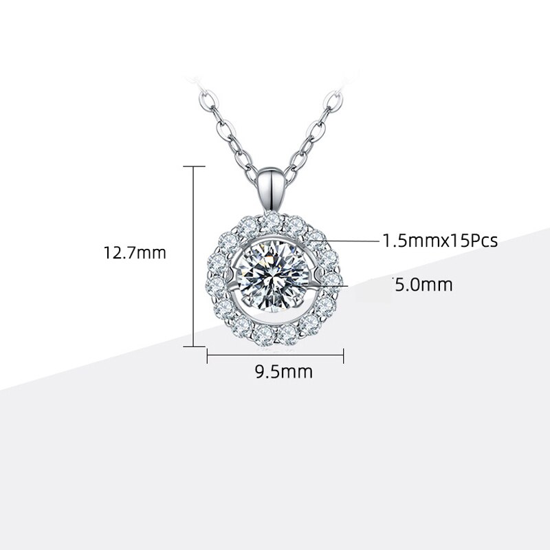 Smyoue Fl D Kleur 0.5ct Vlekkeloze Moissanite Hanger Voor Vrouwen 18K White Gold Plated 925 Zilveren Gesimuleerde Diamond Ketting