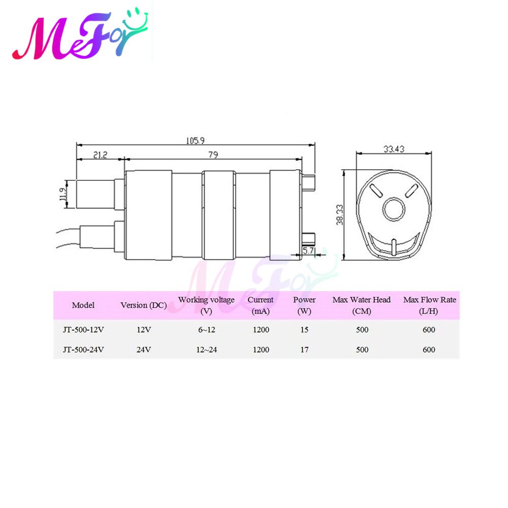 Micro pompe à moteur Submersible 24V 600L/H, haute pression DC, Micro pompe à eau pour Aquarium salle de bain jardin poisson, DC6V-12V
