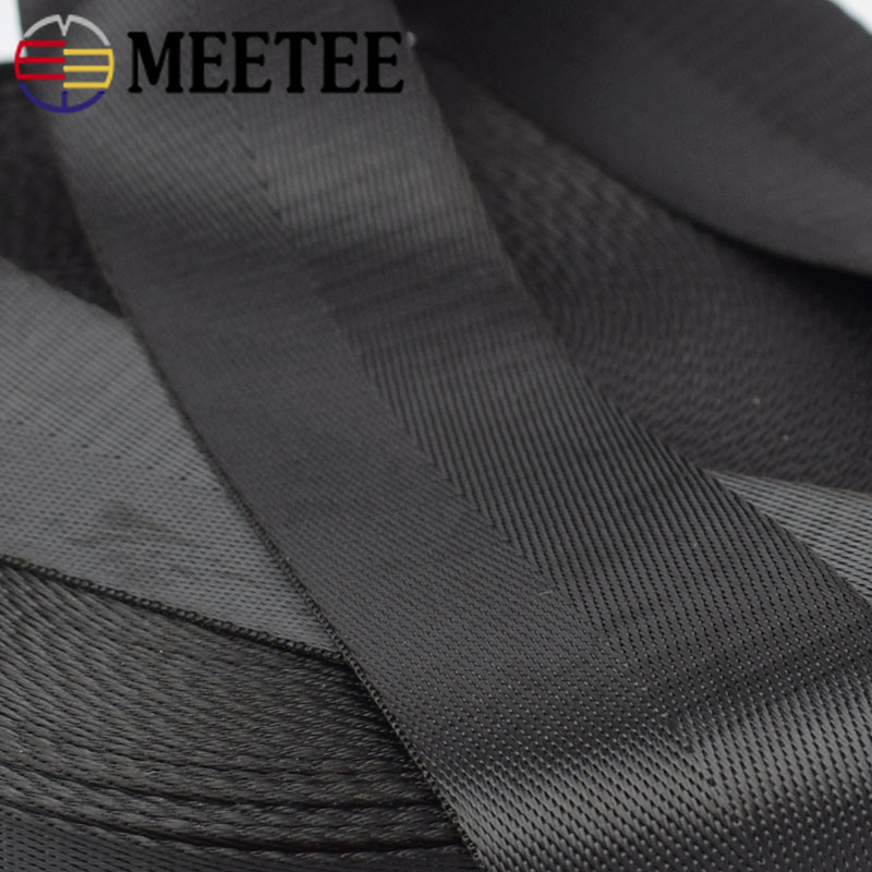 Meetee 5Meter Nylon Black Webbing Tape 25/32/38/50Mm Visgraat Patroon Rugzak Stof Band diy Riem Naaien Accessoires