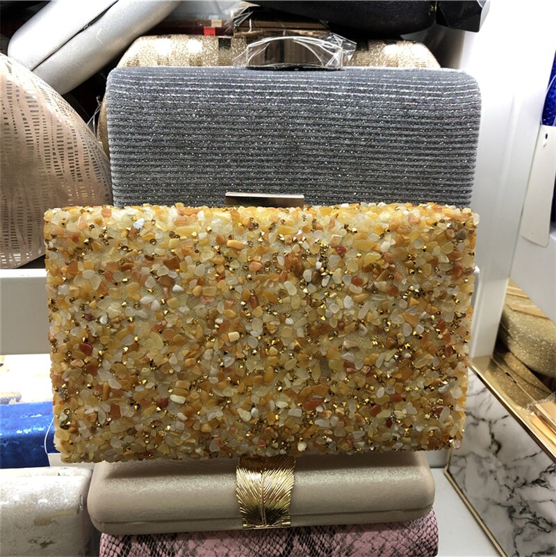 Elegante Sprankelende Glitter Avond Clutch Bag Kleurrijke Kleur Steen Vrouwen Messenger Schouder Dag Koppelingen Dame Mode Shell Tas: gold