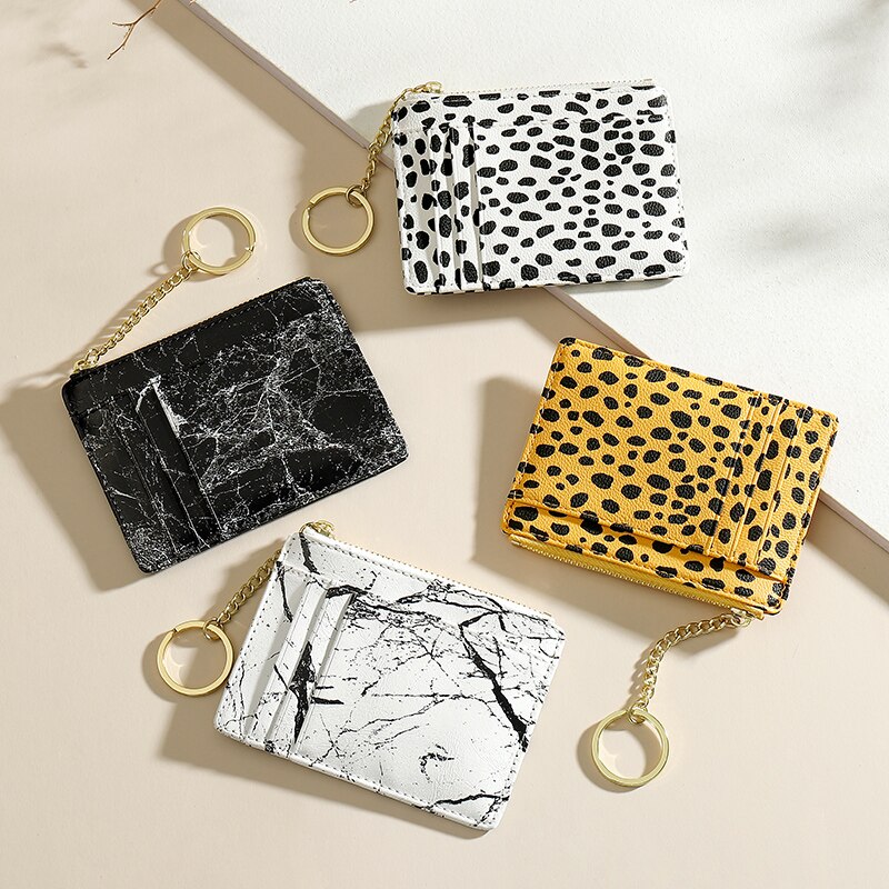 Leopard drucken Karte Halfter für Frauen Super Dünne Kleine Weibliche Brieftasche Pu Leder Mini Geschäft Ich würde Kreditkarte fallen Frauen der KeyChain
