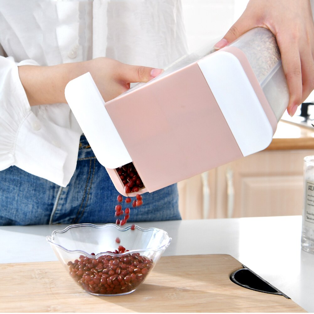 4 Grids 2.6L Food Storage Container Plastic Kitchen Refrigerator Flour Rice Box Multigrain Storage Jar Transparent Sealed Cans: Pink