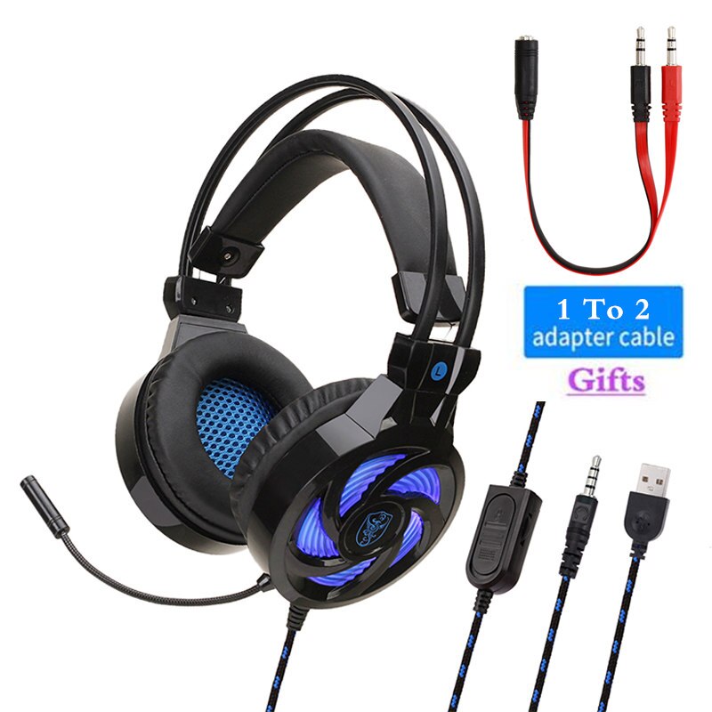 Til  ps4 pc gaming headset computer gamer kablede hovedtelefoner med mikrofon led bas hjelm musik bas børn høretelefon telefon bærbar
