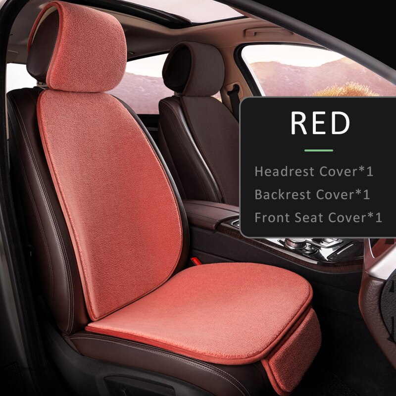 Karcle Car Seat Cover Set Backrest Headrest Cover Protector Polar Fleece Back Pad Mat Universal for Auto Interior Truck SUV: red-3pcs