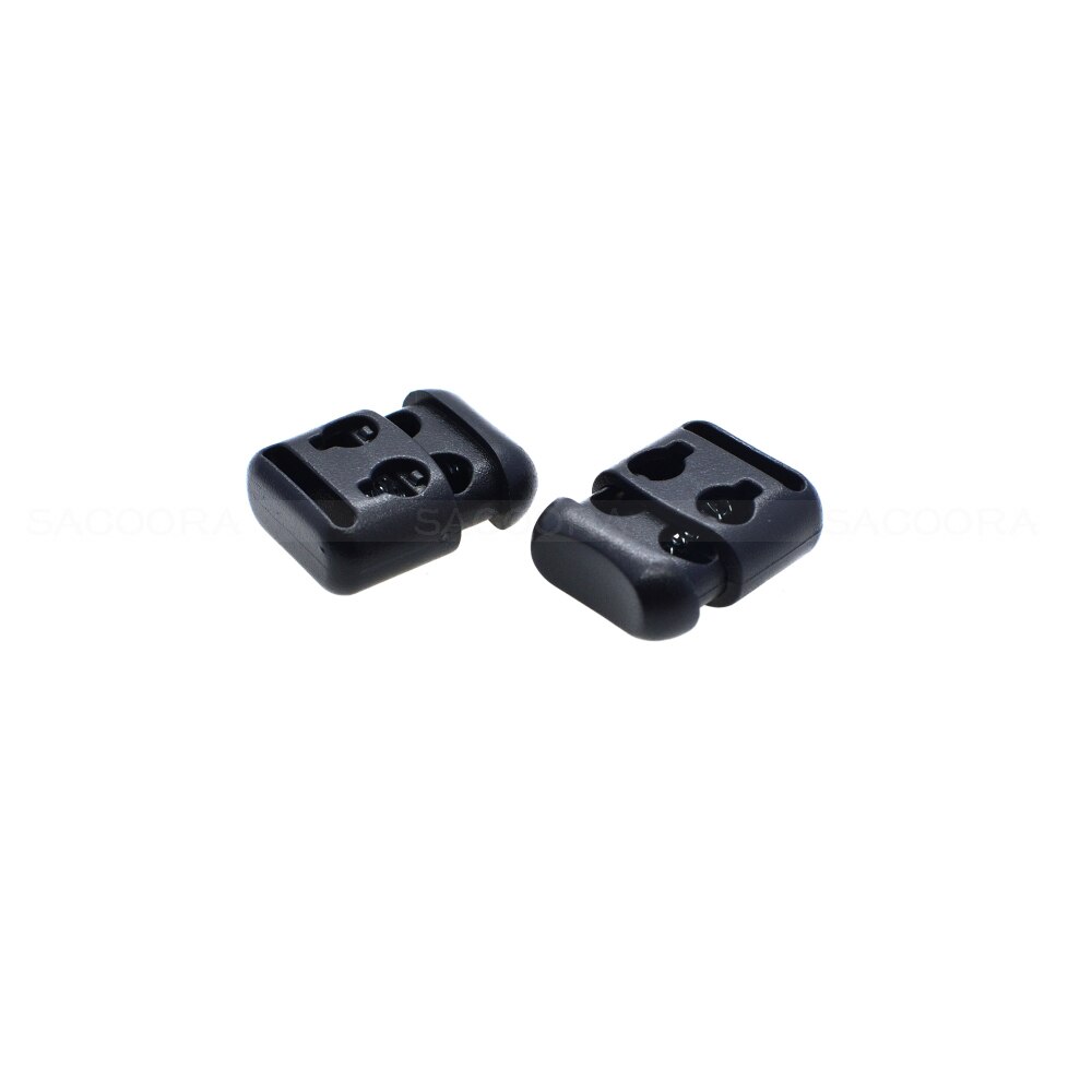 Plastic Rope Clamp Cord Lock Stopper Cordlocks Toggle 2 Hole 4mm Black For Paracord &amp; Shoe Lace