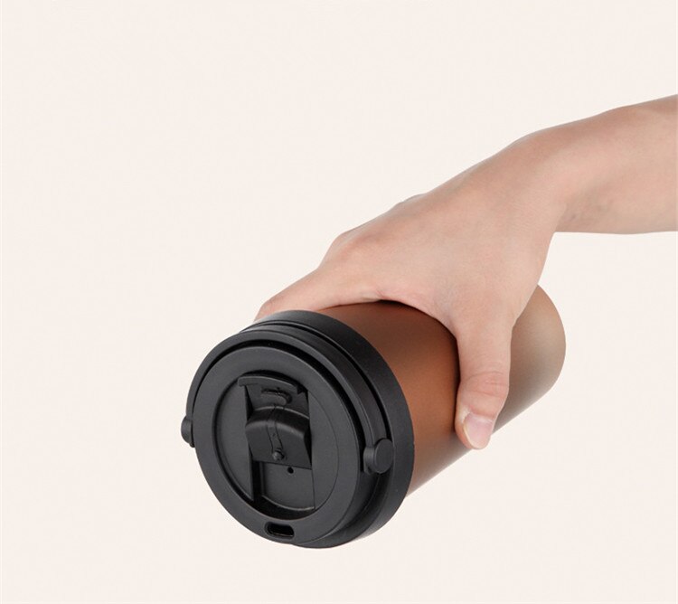 Termo de acero inoxidable de doble pared de 500ml, tazas térmicas para coche con asa, café o té para viaje o taza térmica, termo taza