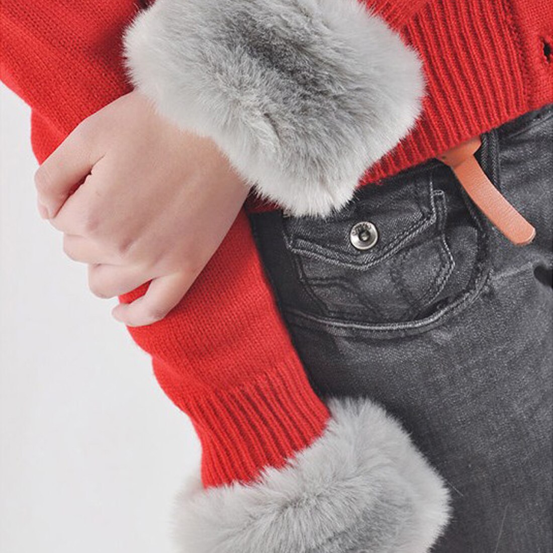 1 par ensfarvet vinter varm faux pels håndled til damer kvinders varmere manchetter armopvarmere indpakker plys oversleeve