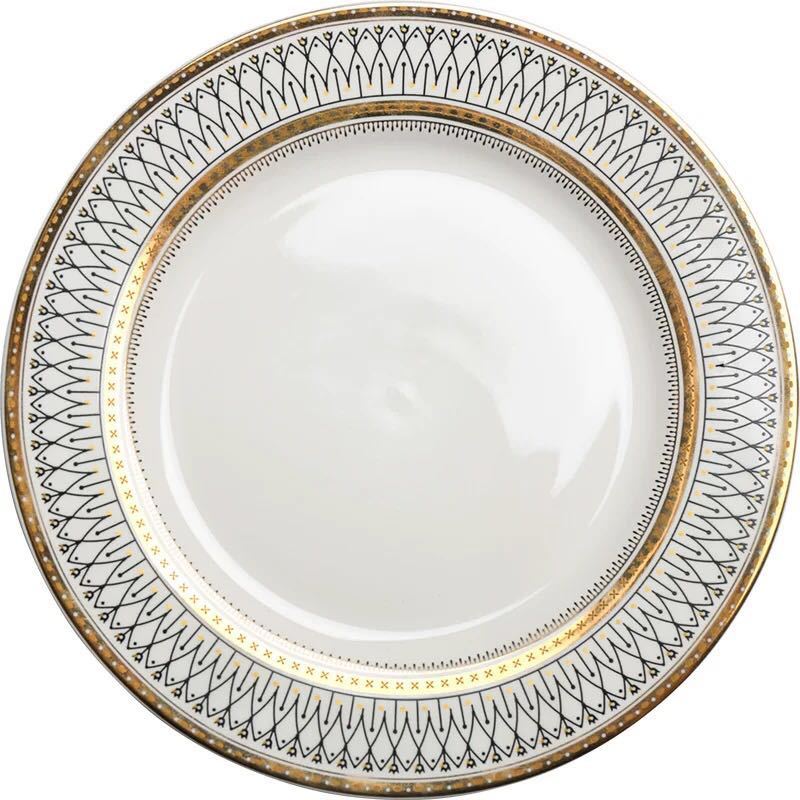 Europäischen-Stil Erzähler Steak Kuchen Snack Platte Bankett Ornamente Gold Rand Keramik Service Platte
