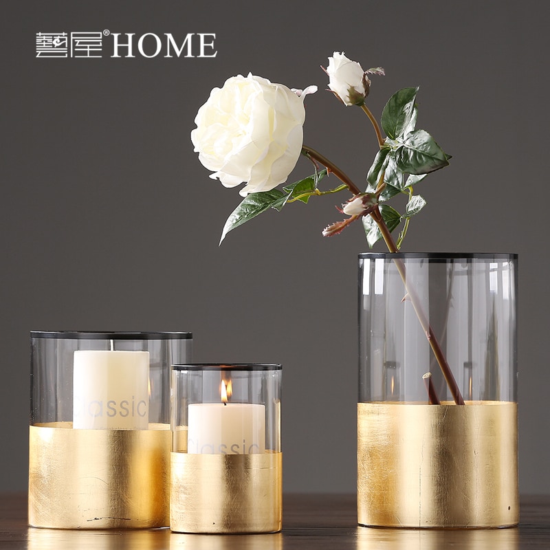 Nordique Bougeoirs En Or Coupe-Vent Vase Bougeoir D'anniversaire De Mariage Centres De Table Pour Tables Maison romantique Atmosphère FC328