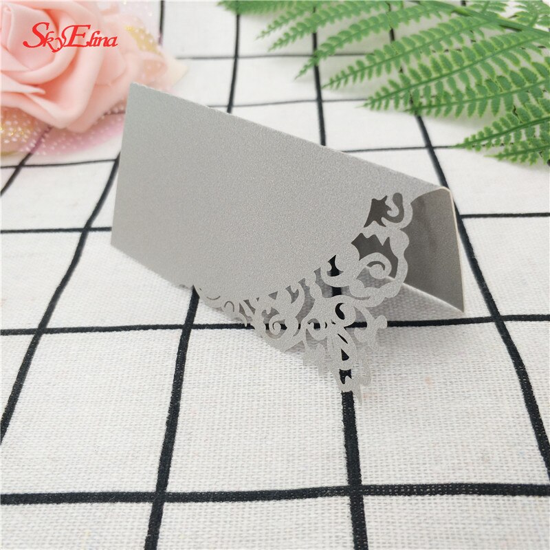 50pcs Wedding Party Table Name Place Cards Chic Pearlescent Lace Favor Message Setting Card Wedding Birthday Supplies 7ZSH870