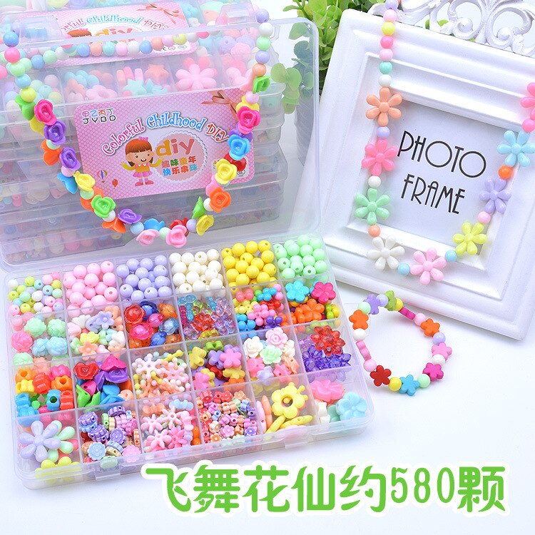 580 st 24 rutnät barn pyssel pärlor flickor plast pop pärlor för barn pyssel leksaker flickor diy smycken leksaker halsband armband pannband kit: 003