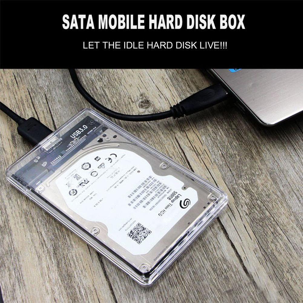 2,5 "transparente 5Gbps USB3.0 a Sata3.0 Funda de disco duro herramienta gratuita carcasa de disco duro