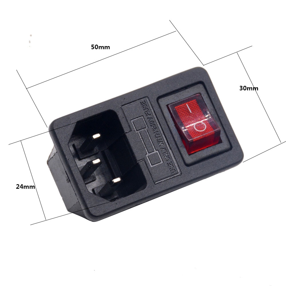 with 10A fuse ! Red blue Black orange Rocker Switch Fused IEC 320 C14 Inlet Power Socket Fuse Switch Connector Plug Connector