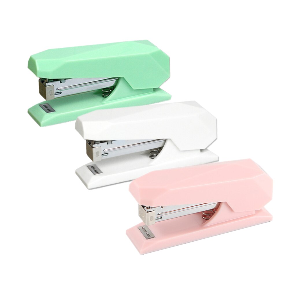 Desk Stapler Mint Green White Spring Powered Stapler No-Jam Desktop Executive Stapling Tool with Non-slip Base Office School
