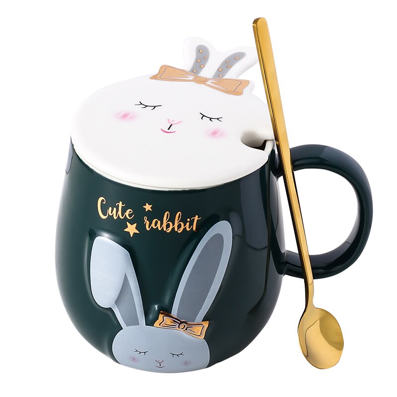 cute rabbit ceramic mug office girl coffee milk cup