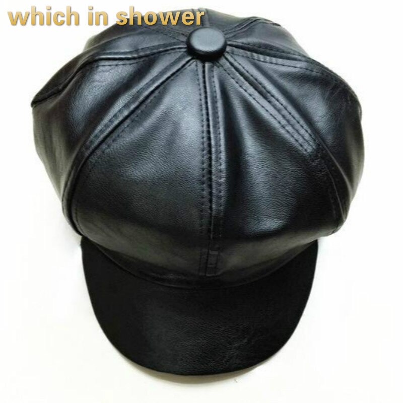 Joka suihkussa musta sanomalehtipoika lippis naisille yksivärinen pu litteä lippis tekonahka snapback kahdeksankulmaiset hatut tyhjä maalari lippis luu